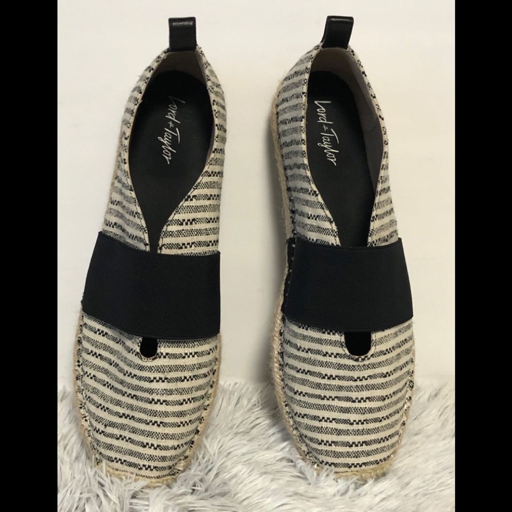 ✨Lord & Taylor Black/Tan flat Spadrilles Sz 9✨